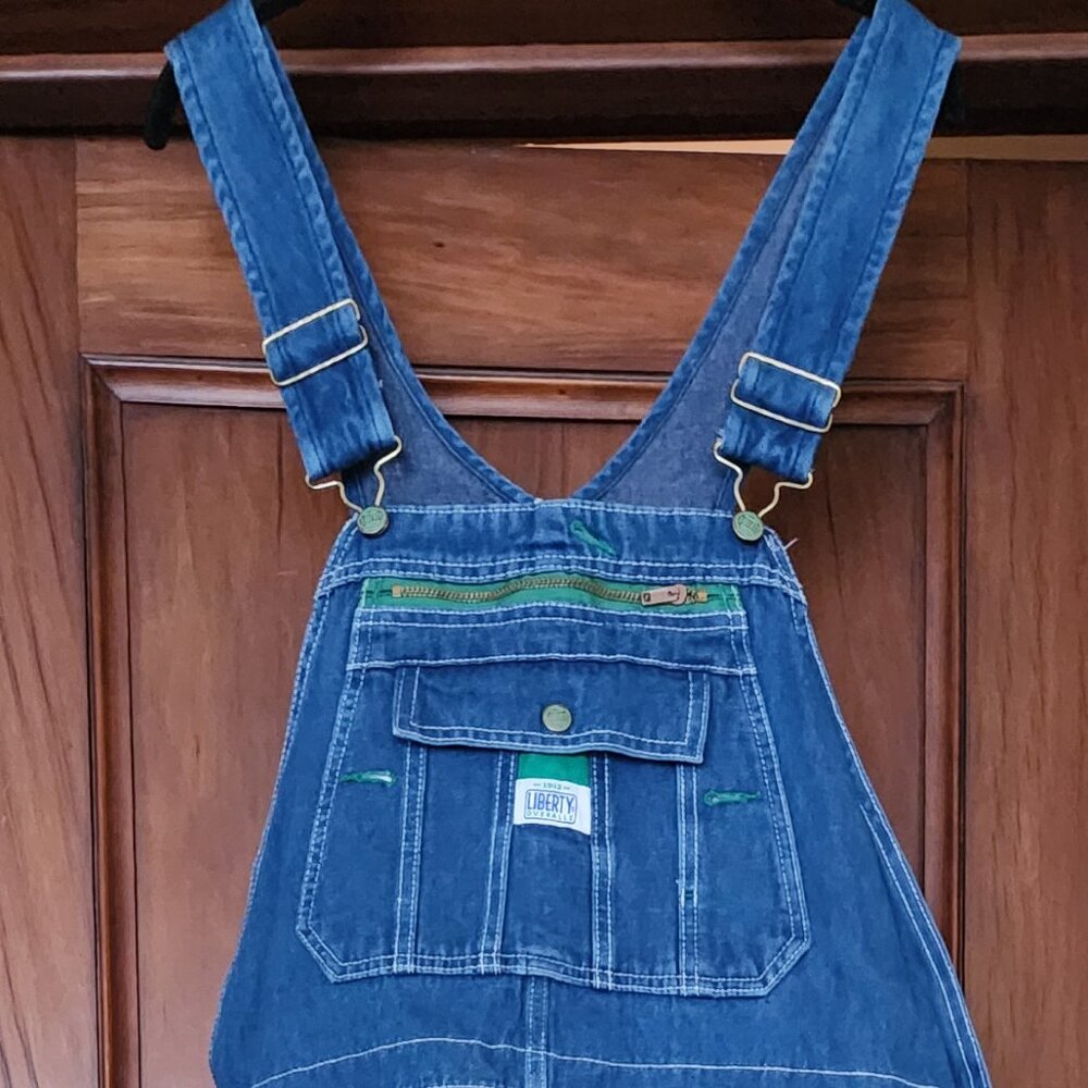 LIBERTY DENIM BIB OVERALLS WORKWEAR ADJUSTABLE RETRO ARTIST FARMER TRUCKER 36X30